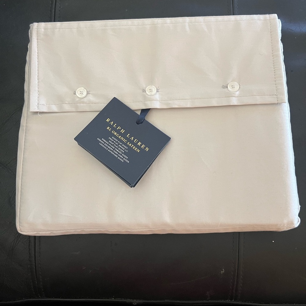 Ralph Lauren Organic Sateen Flat Sheet/Queen Size/Platinum/nwt